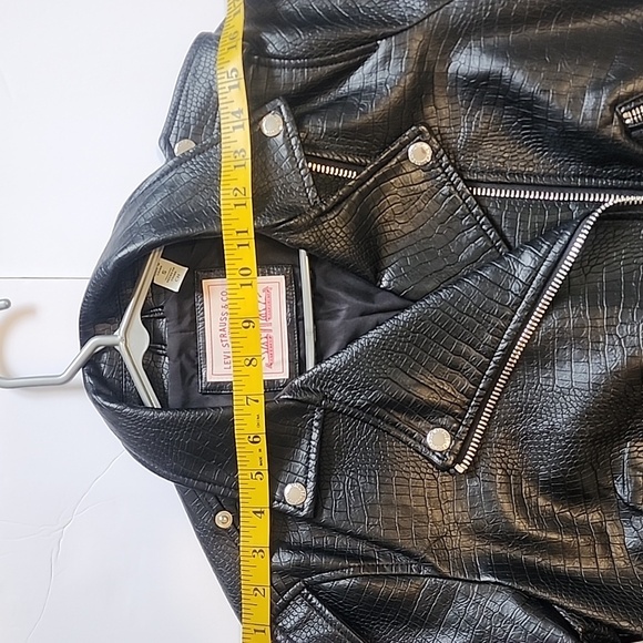 Women's Black Croc-Embossed Moto Jacket – Levi’s Size S (New Without Tags) - Picture 14 of 16